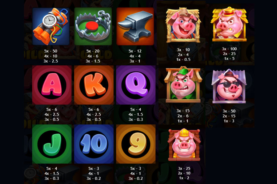 5 little pigs slot paytable